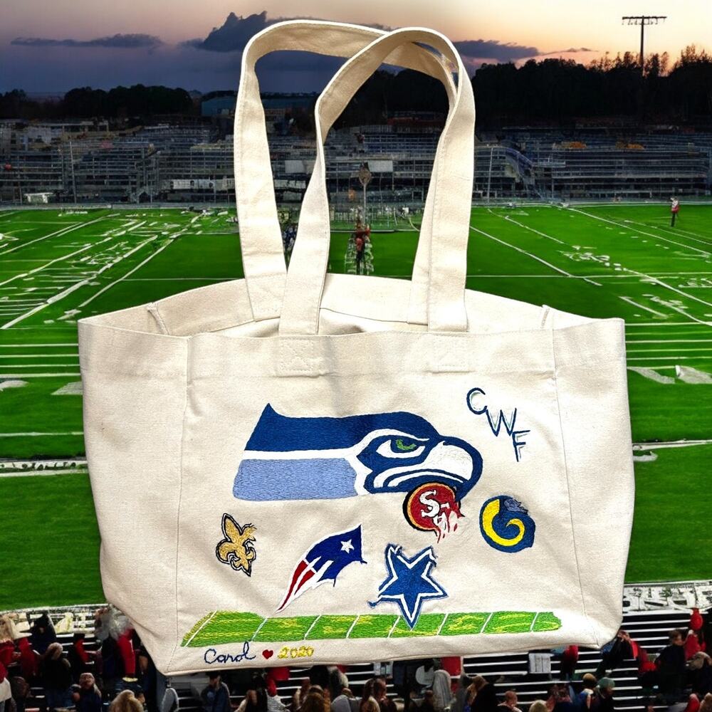 Custom Seattle Seahawks Embroidered Tote Bag NWOT